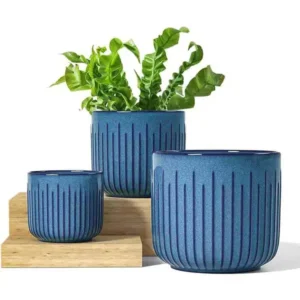 Set of 3 Plant Pots, Ceramic Planters for Indoor Plants